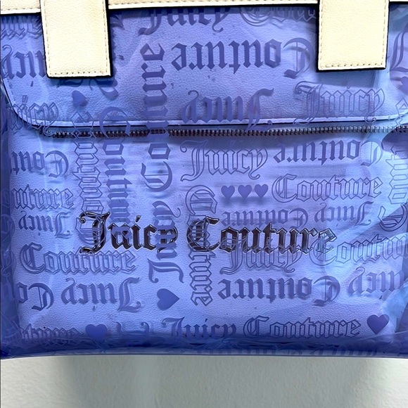 Juicy Couture Heart Dazzling Blue Beachin Large Tote Bag 💙🤍💙🤍 - Picture 3 of 11